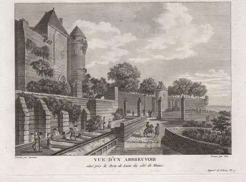 Vue d'un abbreuvoir situé pres la Porte de Laon du côté de Meaux. - Laon Aisne Hauts-de-France Ansicht view vu