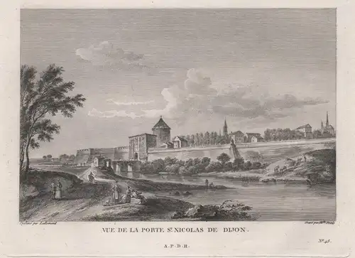 Vue de la Porte St. Nicolas de Dijon. - Dijon Porte Saint-Nicolas Cote-d'Or Bourgogne Ansicht view vue