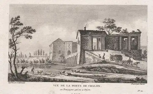 Vue de la Porte de Chalon, en Bourgogne qui va a Dijon. - Chalon-sur-Saone porte Saone-et-Loire Bourgogne Ansi