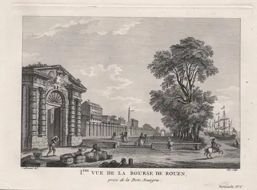 Iere. Vue de la Bourse de Rouen, prise de la Porte Arangrie - Rouen Bourse Seine-Maritime Ansicht view vue