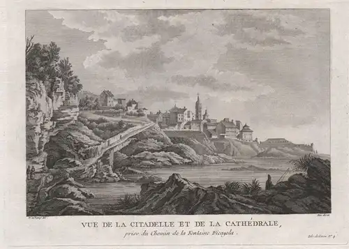 Vue de la Citadelle et de la Cathedrale, prise du Chemin de la Fontaine Ficayola. - Bastia Corse Corsica citad
