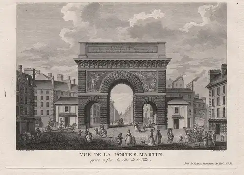 Vue de la Porte S. Martin, prise en face du côté de la Ville. - Paris Porte Saint-Martin Ansicht view vue
