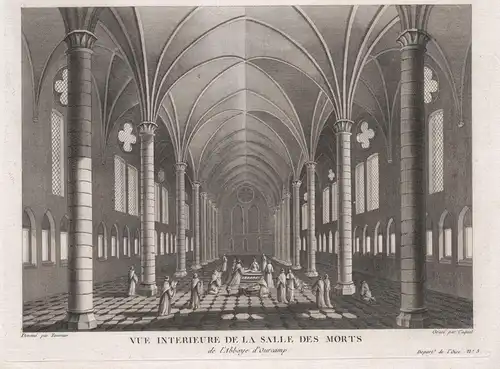 Vue interieure de la Salle des Morts de l'Abbaye d'Ourcamp. - Chiry-Ourscamp abbaye Notre-Dame Oise Hauts-de-F