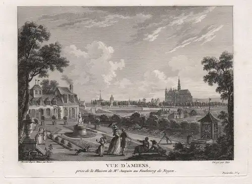 Vue d'Amiens, prise de la Maison de Mr. Jacquin au Faubourg de Noyon - Amiens Hauts-de-France Ansicht view vue