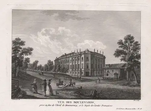 Vue des Boulevards, prise en face de l'Hotel de Montmorency, et le Depot des Gardes Francaises - Paris Hotel d