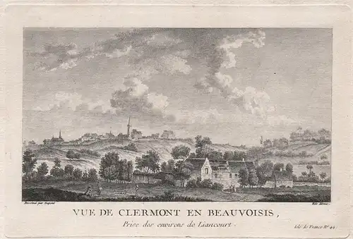 Vue de Clermont en Beauvoisis, Prise des environs de Liancourt. - Clermont Oise Beauvaisis Hauts-de-France Ans