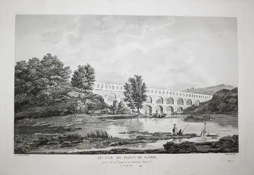11e. Vue du Pont du Gard, prise du Coté opposé au nouveau Pont - Pont du Gard Gardon aqueduc aqueduct Ansicht