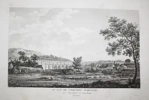 I.ere vue de l'aqueduc d'Arcueil prise dans l'enclos du vieux Chateau - Aqueduc d'Arcueil Chateau Val-de-Marne