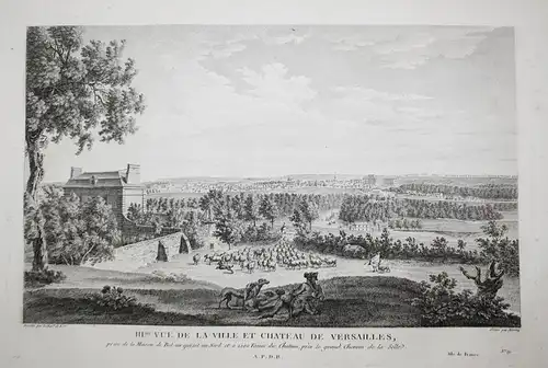 III.me vue de la Ville et Chateau de Versailles, prise de la Maison de Bel air qui est au Nord et a 1500 Toise