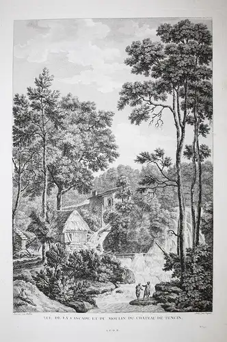 Vue de la Cascade et du Moulin du Chateau de Tencin. -  Chateau de Tencin Grenoble Isere Auvergne Ansicht view