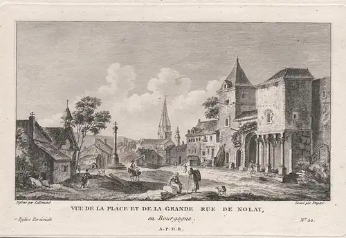 Vue de la Place et de la Grande Rue de Nolay, en Bourgogne - Nolay Cote d'Or Bourgogne Ansicht view vue