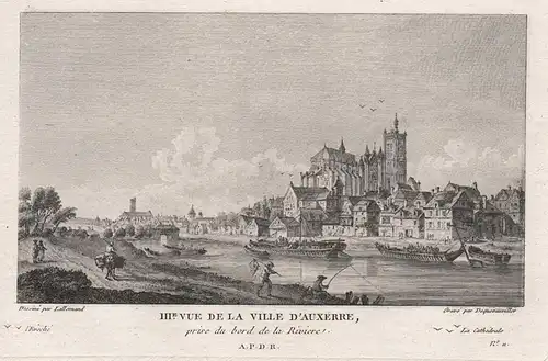 IIIe. Vue de la Ville d'Auxerre, prise du bord de la Riviere - Auxerre Yonne Bourgogne Ansicht view vue