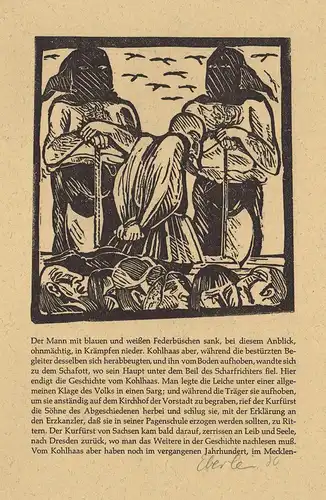 Zwei Original-Linolschnitte von Klaus Eberlein zu Heinrich von Kleist Michael Kohlhaas
