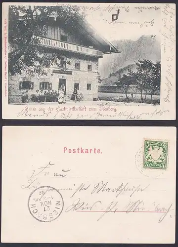 Grüss aus der Gastwirtschaft zum Heuberg - Miesbach Rosenheim Gasthof Zum Heuberg Postkarte Ansichtskarte AK