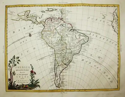 America Meridionale divisa ne' suoi principali Stati. - South America Brazil Argentina Colombia Chile Peru Ven