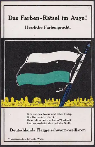 Das Farben-Rätsel im Auge. Herrliche Farbenpracht. - Deutsches Reich Flagge Fahne Raetsel Karte optische Täusc