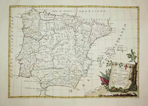 Li Regni di Spagna e Portogallo divisi nelle sue provincie di nuova projezione. - Spain Espana Portugal mapa K