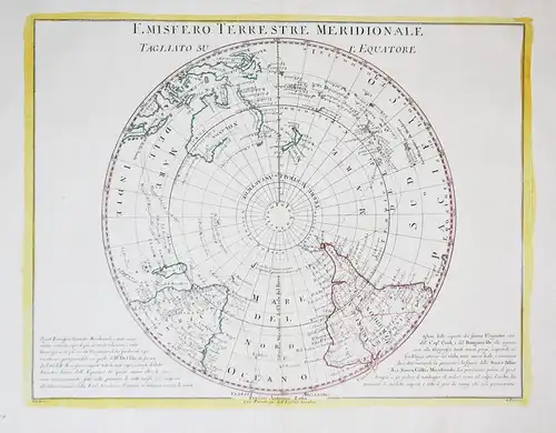 Emisferio Terrestre Meridionale tagliato sul' Equatore - Antarctic Hemisphere South Australia New Zealand worl