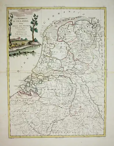 La Republica d'Ollanda divisa nelle sue provincie. Di Nuova Projezione. - Holland Nederland Netherlands Nieder