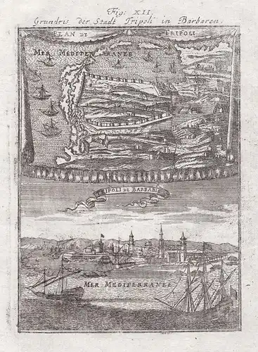 Plan de Tripoli / Tripoli de Barbari - Tripoi Tripolis Libya Libyen map Karte