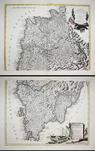 Parte Settentrionale dell'Istria di Giovanni Valle Giustinopolitano. Di nuova Projezione. / Parte Meridionale