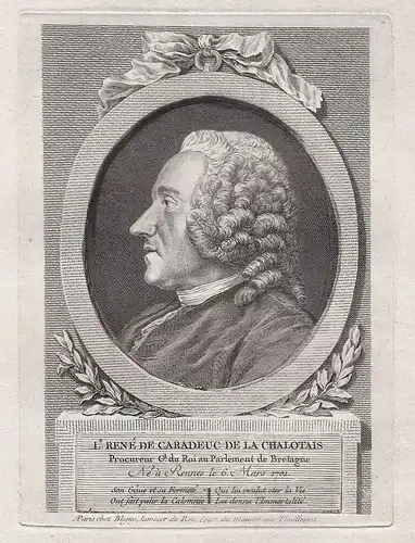 Ls. René de Caradeuc de la Chalotais - Louis-Rene de Caradeuc de la Chalotais (1701-1785) Jurist Portrait