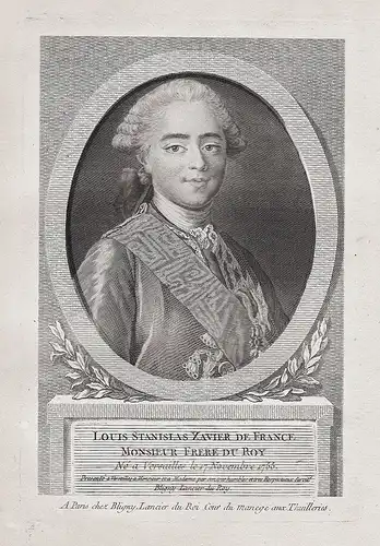 Louis Stanislas Xavier de France Monsieur Frere du Roy. - Louis XVIII de France (1755-1824) Provence Portrait