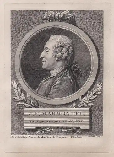 J. F. Marmontel - Jean-Francois Marmontel (1723-1799) historian writer Schriftsteller poet Dichter Portrait