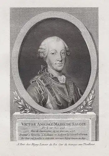 Victor Amédée Marie de Savoie... - Vittorio Amedeo III. di Savoia (1726-1796) Sardegna Piemonte Aosta Portrait