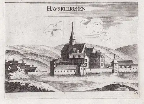 Hauskhirchen - Hauskirchen Zaya Gänserndorf Kupferstich antique print