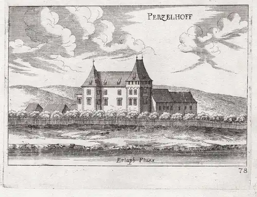 Perzelhoff - Perzelhof Wieselburg Erlauf Ansicht Kupferstich antique print