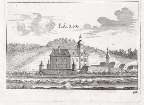 Rässing - Schloss Rassing Ansicht St. Pölten Kupferstich antique print