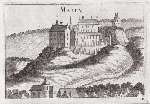 Mazen - Schloss Matzen Matzen-Raggendorf Kupferstich antique print