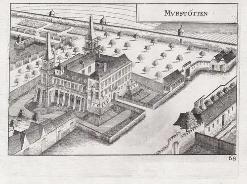 Murstötten - Murstetten Perschling Ansicht Schloss Kupferstich antique print