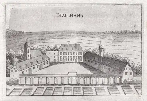 Thallhamb - Schloss Thalheim Kapelln Ansicht Kupferstich antique print