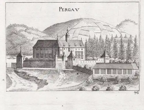 Pergau - Bernau Hainfeld Lilienfeld Ansicht Kupferstich antique print