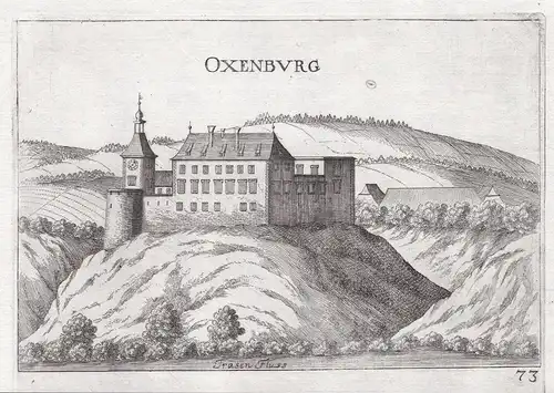 Oxenburg - Schloss Ochsenburg Traisen Ansicht Kupferstich antique print