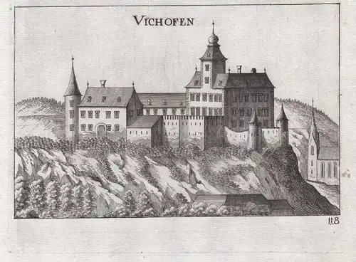Vichofen - Schloss Viehofen St. Pölten Traisen Ansicht Kupferstich antique print
