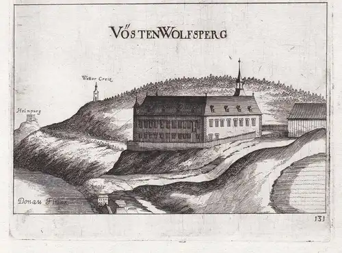 Vösten Wolfsperg - Wolfsberg Donau Krems Ansicht Niederösterreich Kupferstich antique print