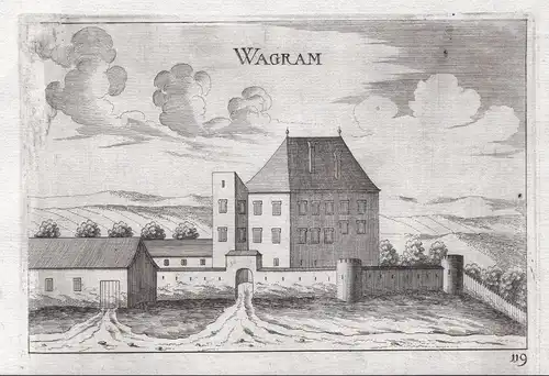 Wagram - Wagram ob der Traisen Ansicht Kupferstich antique print