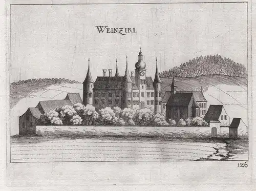 Weinzirl - Schloss Weinzierl Ansicht Wieselburg-Land Kupferstich antique print