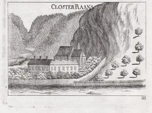 Closter Raana - Unterranna Kloster Kalvarienberg Kupferstich antique print