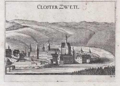 Closter Zwetl - Stift Zwettl Niederösterreich Ansicht Kupferstich antique print