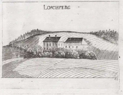 Loschperg - Loschberg Waldhausen Ansicht Kupferstich antique print