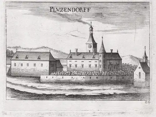 Pluzendorff - Prutzendorf Horn Ansicht Niederösterreich Kupferstich antique print