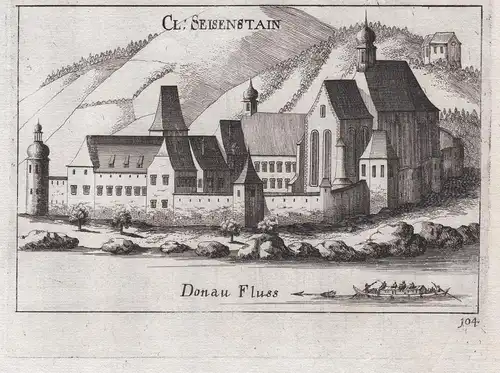 Cl: Seisenstain - Stift Säusenstein Donau Melk Ansicht Kupferstich antique print