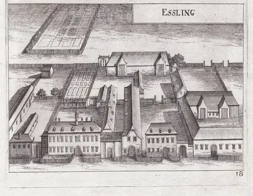 Essling - Essling Wien Donaustadt Kupferstich antique print
