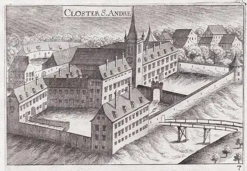 Closter S. Andre - St. Andrä an der Traisen Herzogenburg Kupferstich antique print