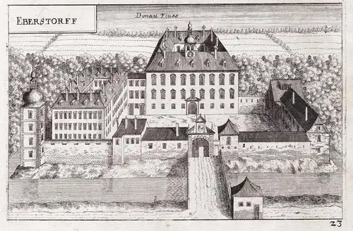 Eberstorff - Schloss Kaiserebersdorf Wien Simmering Kupferstich antique print