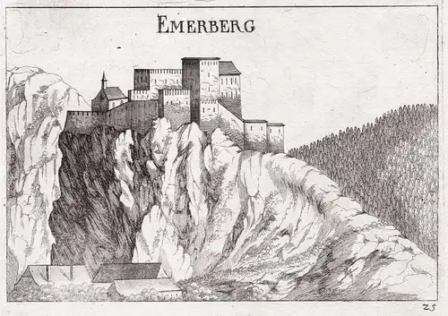 Emerberg - Burg Emmerberg Winzendorf-Muthmannsdorf Kupferstich antique print